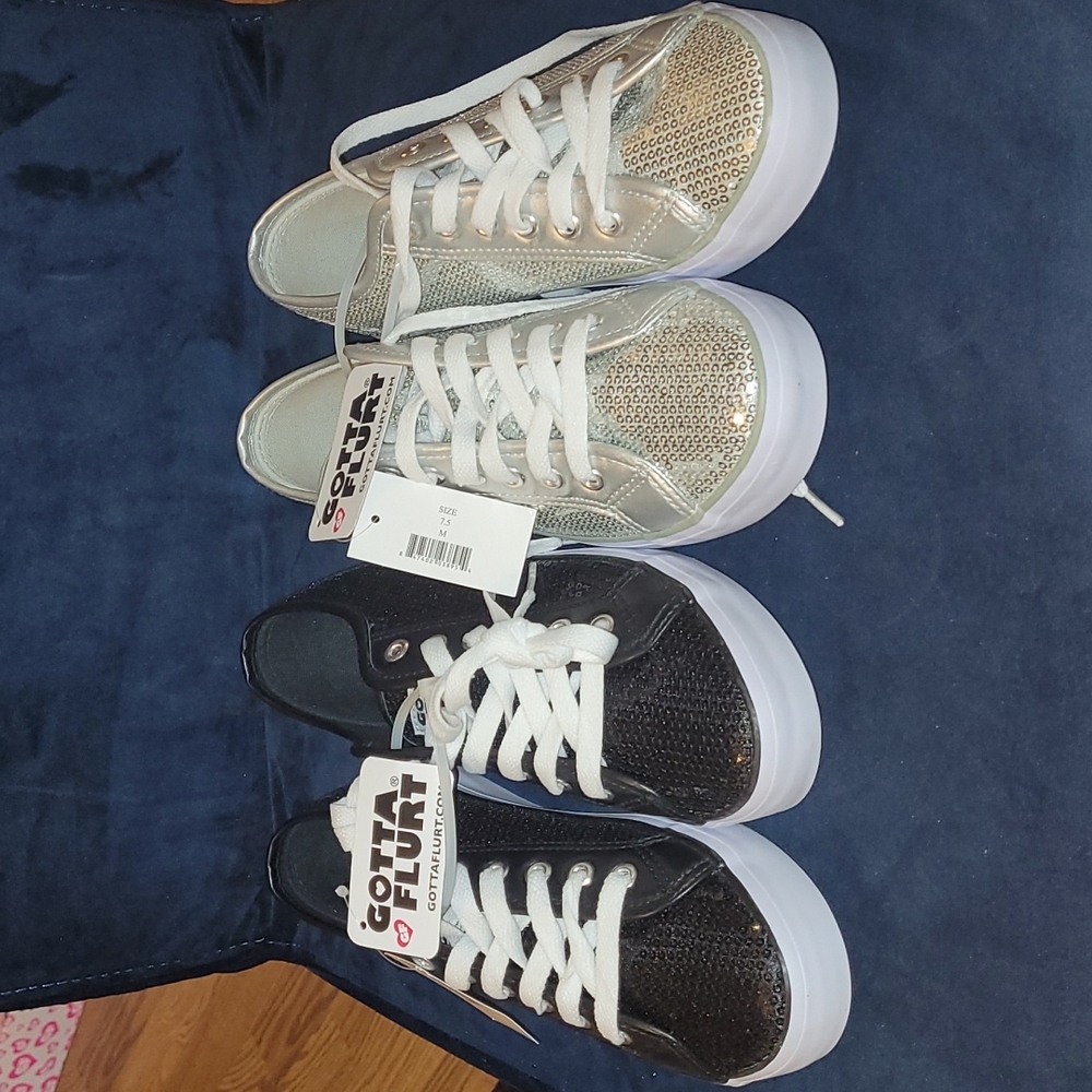 New GOTTA FLURT mini sequin styled sneaker set size 7.5(you get them both) - Picture 1 of 8